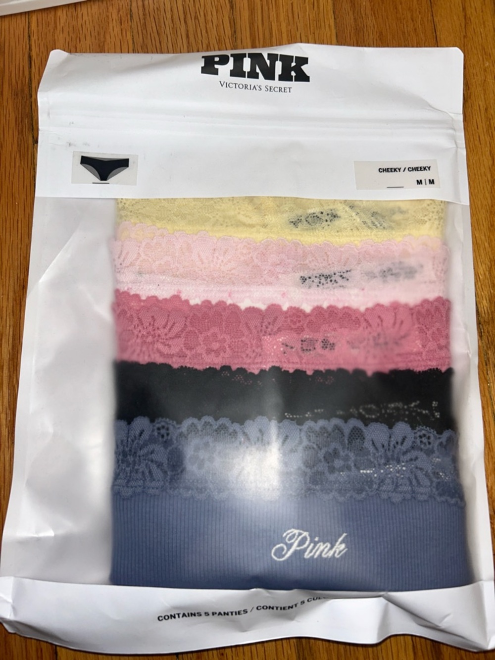 PINK Victoria's Secret Lace Cheeky Panty 5-Pack - Pastel & Neutral Mix